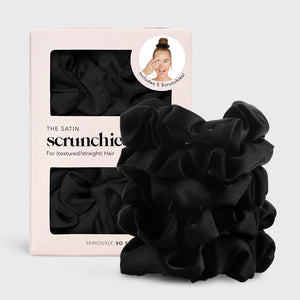 Lot de 5 chouchous en satin pour dormir - Noir