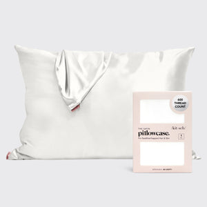 4 Fundas de almohada de satén en color marfil