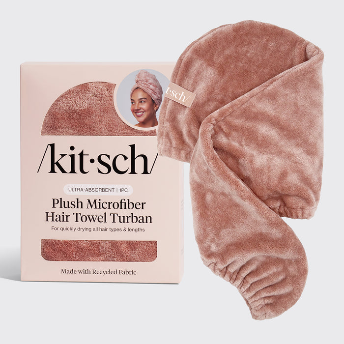 Turban pour cheveux en microfibre douce couleur terracotta