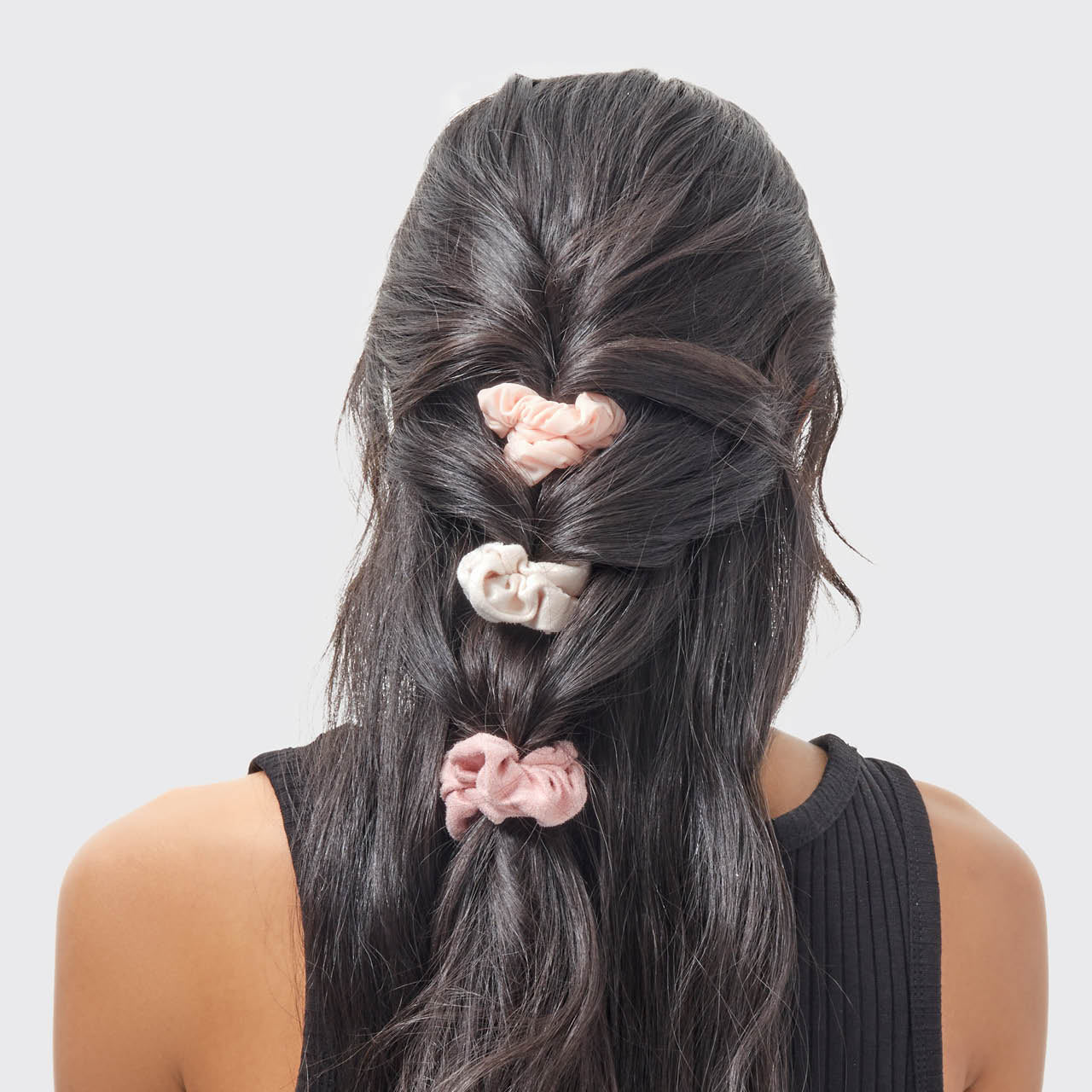 5er-Set Scrunchies mit verschiedenen Strukturen – Terrakotta