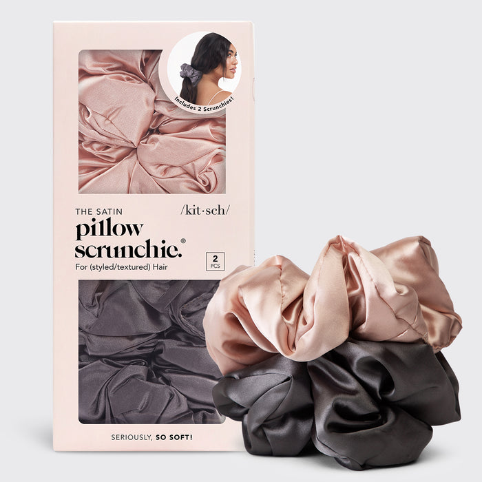 2 scrunchies per il sonno in raso - Blush e Grigio