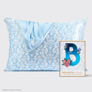 Bridgerton x Kitsch Satin pudebetræk - Toile De Blue