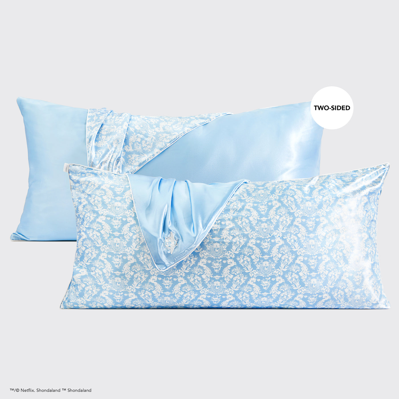 Bridgerton x Kitsch King Satin pudebetræk - Toile De Blue