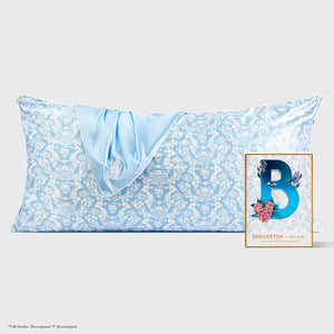 Bridgerton x Kitsch King Satin pudebetræk - Toile De Blue