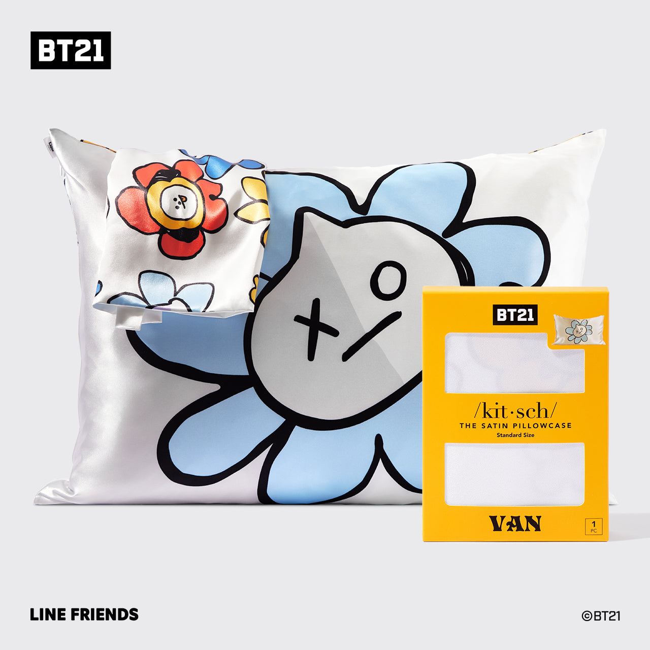 Kitsch x BT21 Funda de almohada de satén VAN