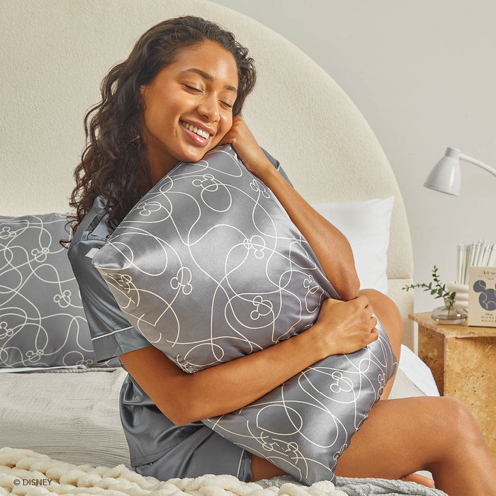 Kitsch x Mickey et Minnie Taie d'oreiller en satin labyrinthe Mickey