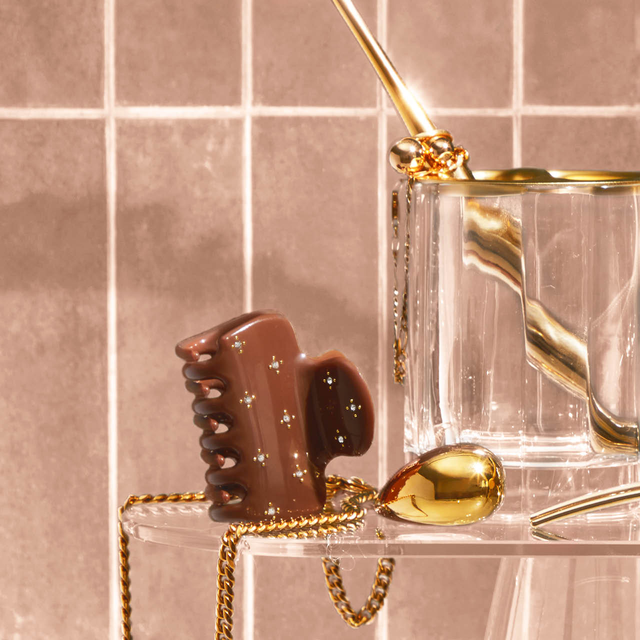 Clip Nuvola con strass - Cammello