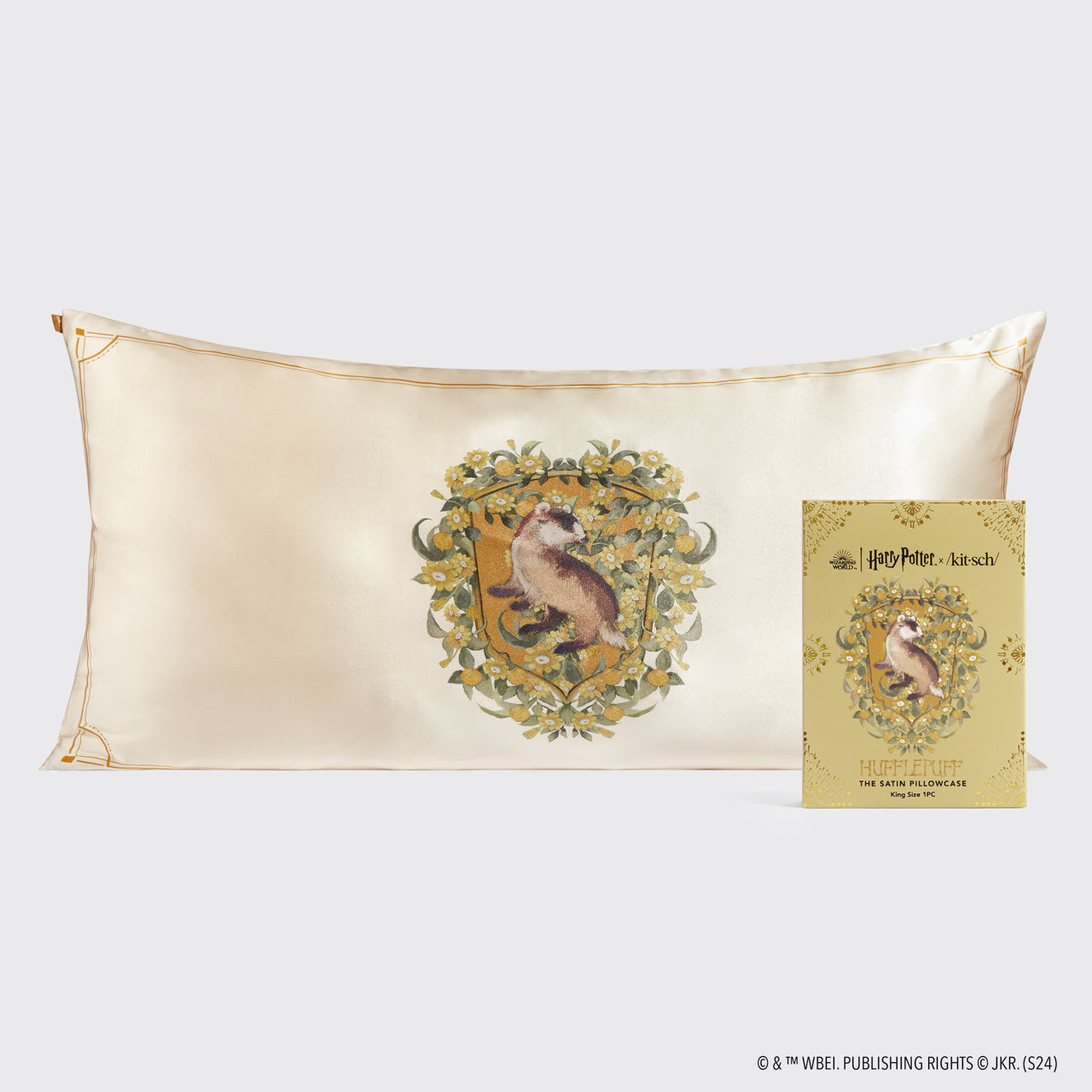 Kitsch x Harry Potter Satin-Kissenbezug Hufflepuff - King