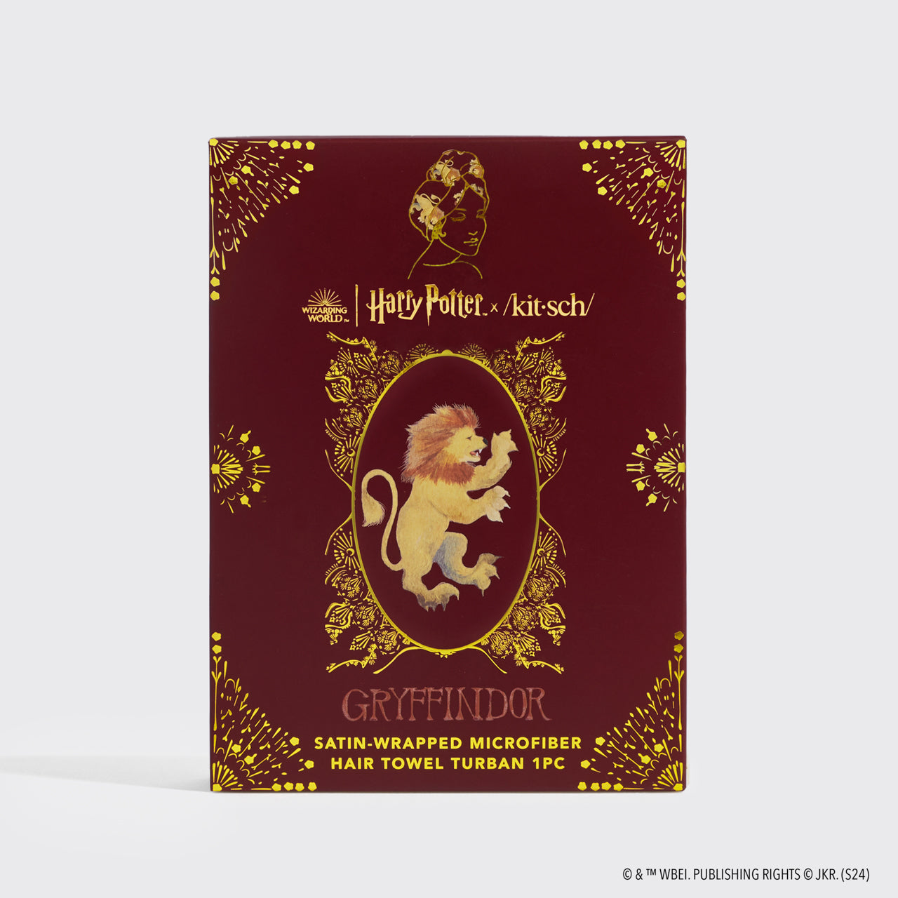 Kitsch x Harry Potter Haarhandtuch mit Satinüberzug – Gryffindor