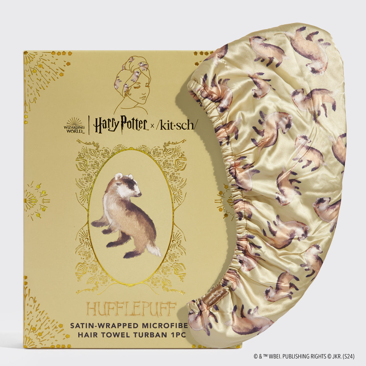Kitsch x Harry Potter Asciugamano per capelli satinato - Tassorosso