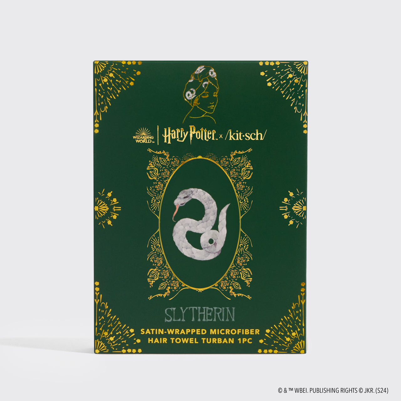 Kitsch x Harry Potter Toalla de satén para el pelo - Slytherin