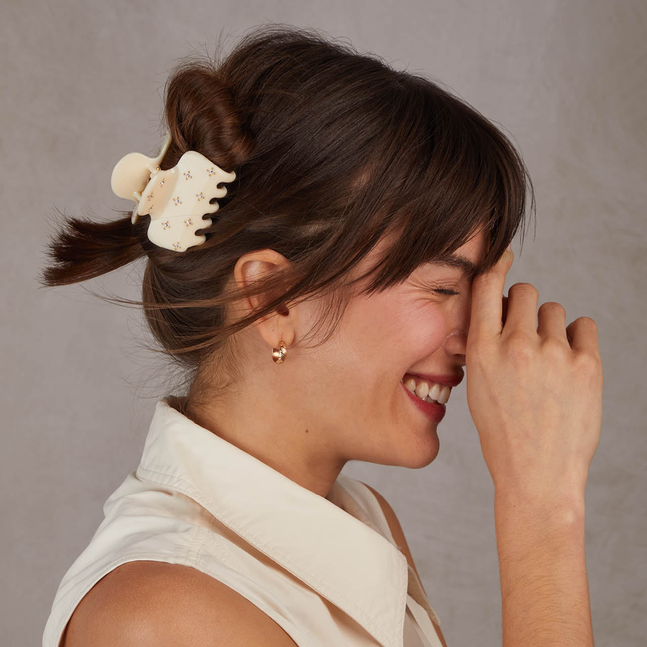 Clip Nuvola con strass - Avorio