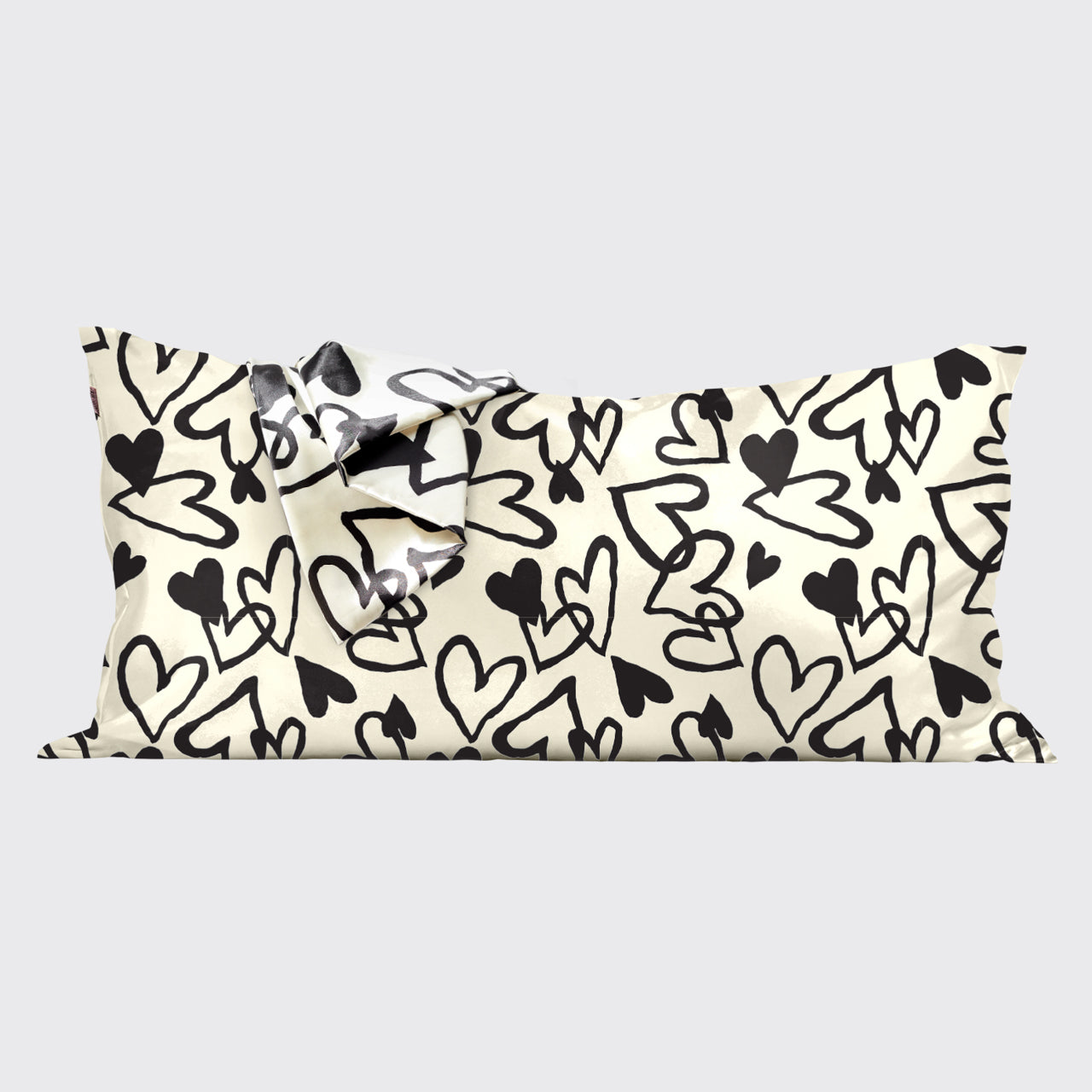 Satin-pudebetræk King - Hjerte