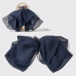 Chiffon sløjfe hårspænde - blå orkidé