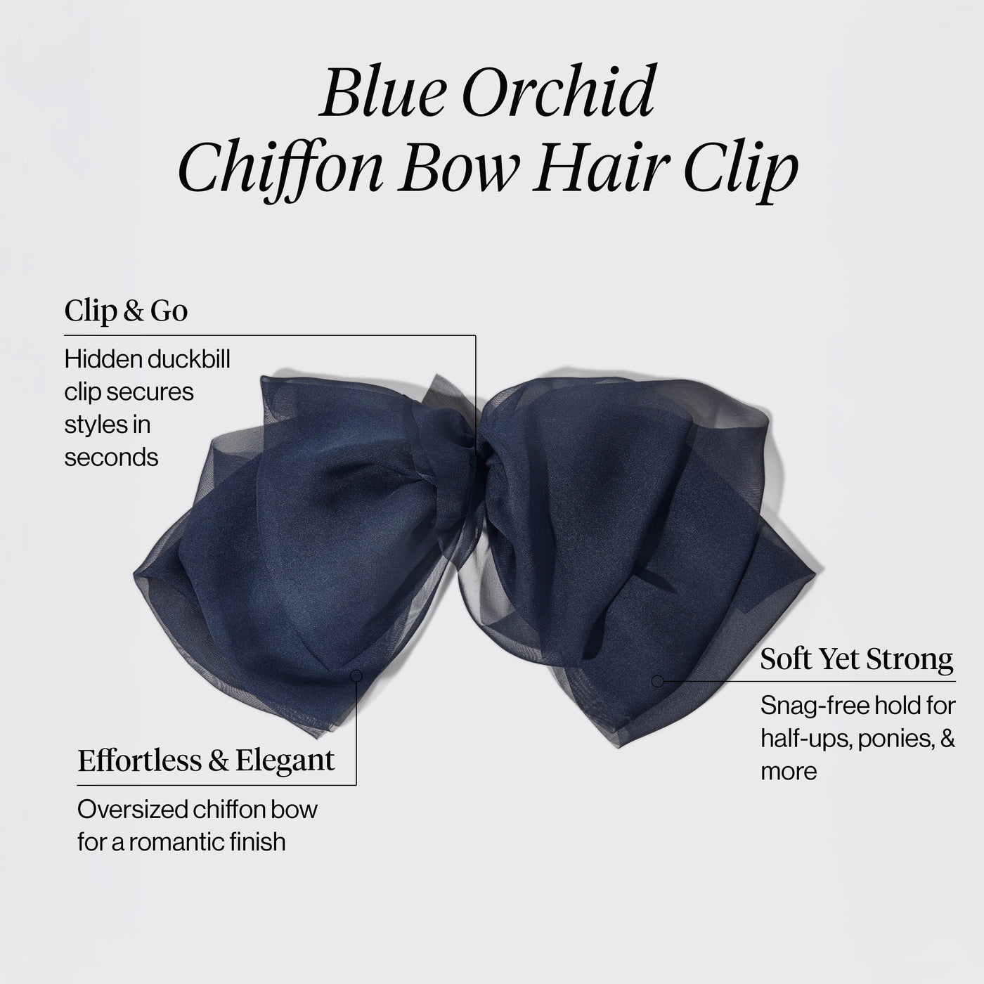 Chiffon sløjfe hårspænde - blå orkidé