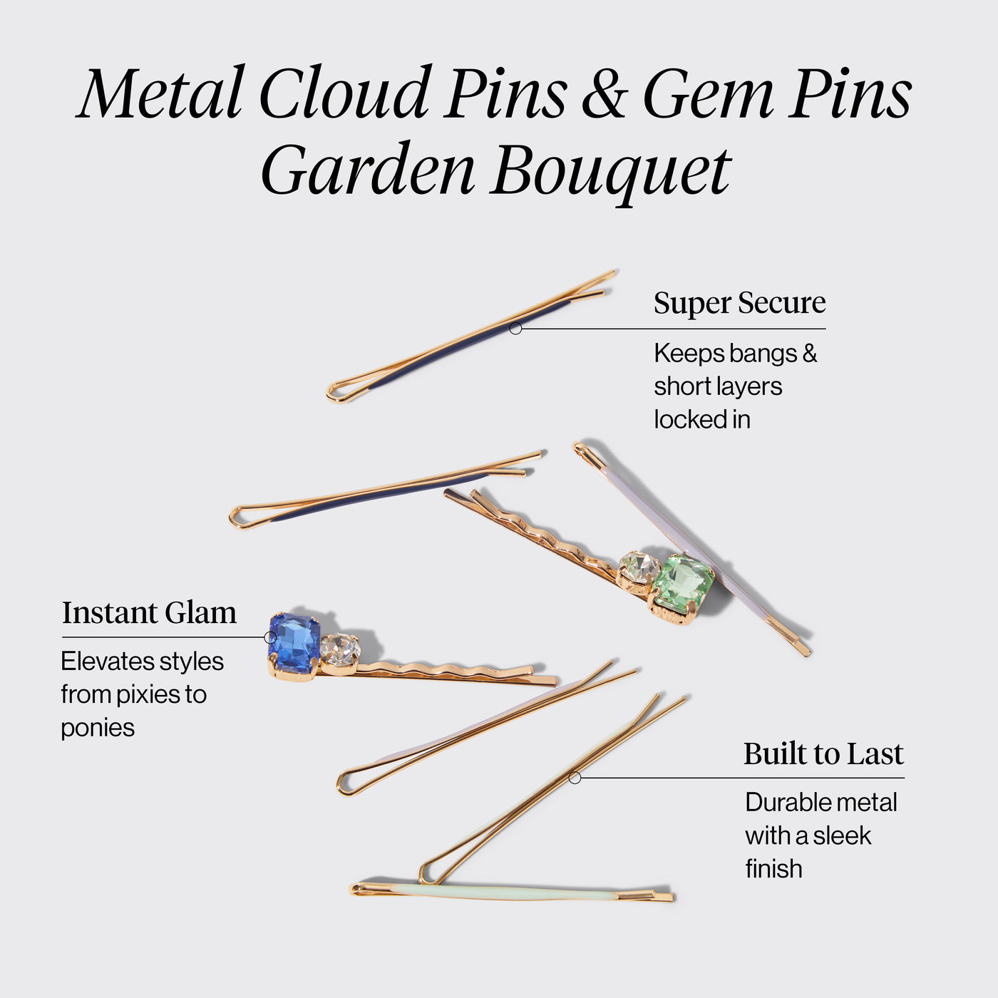 Set d'épingles à chignon Cloud et Gem 8pc - Garden Bouquet