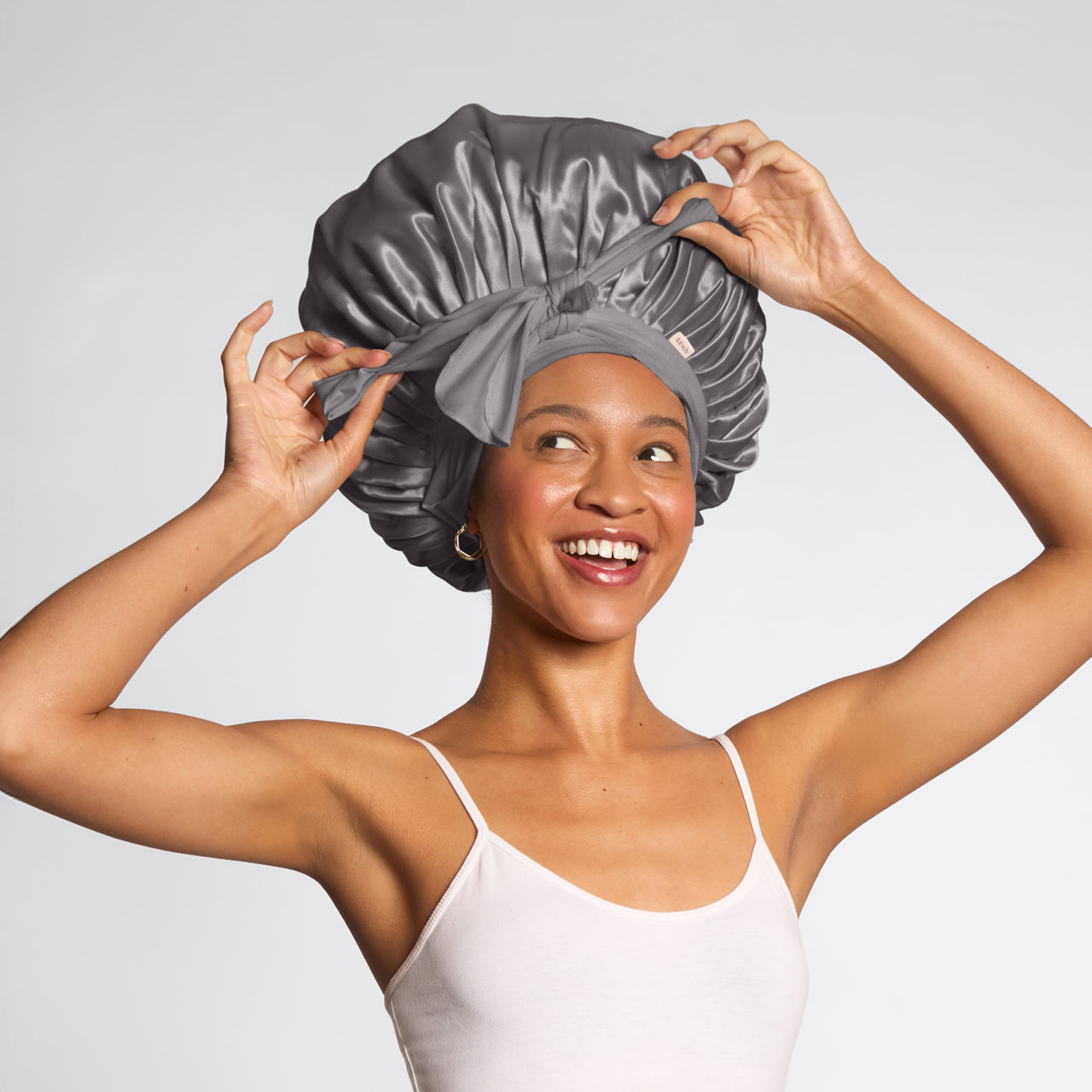 Bonnet oversize en satin - Anthracite
