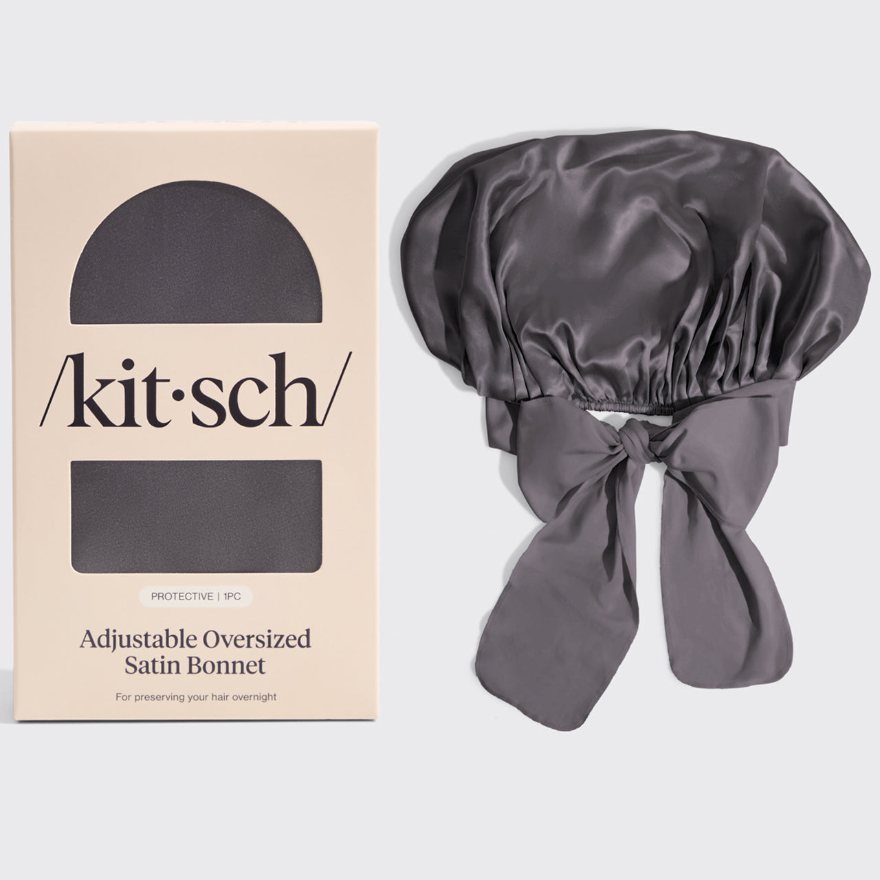 Bonnet oversize en satin - Anthracite