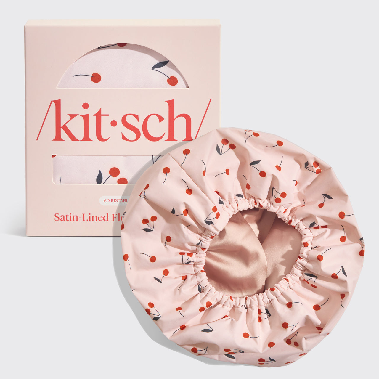 Satinforet flexi-brusehætte - kirsebærprint