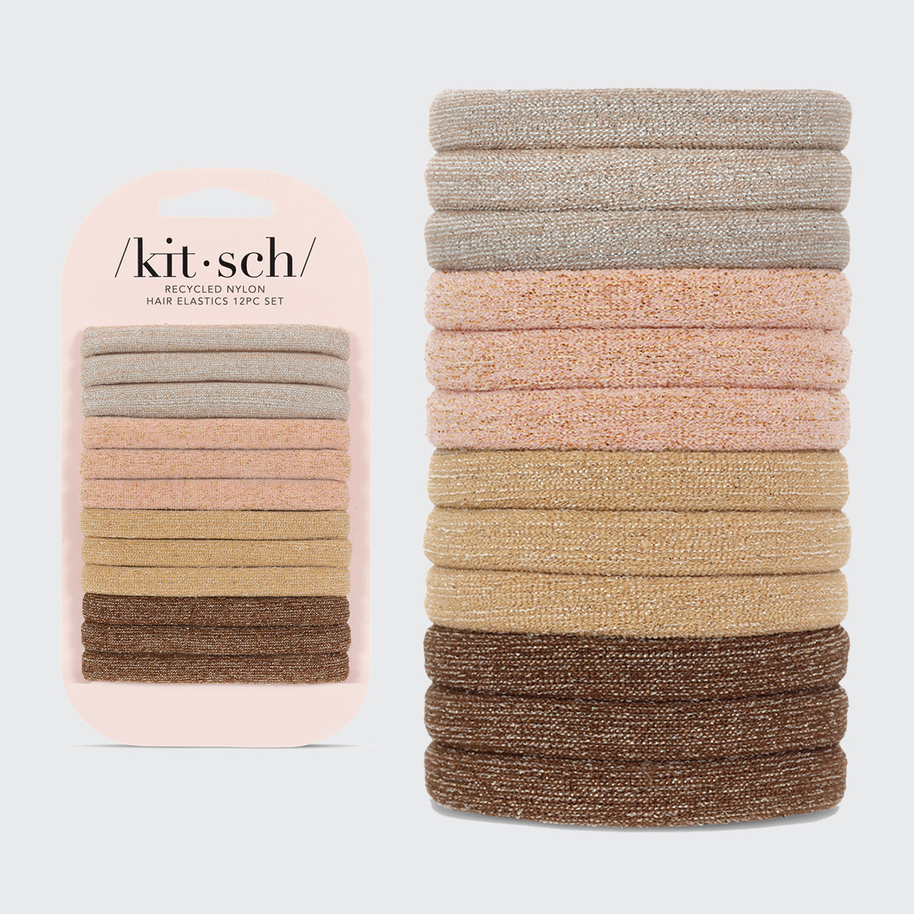 Genbrugs nylon glitter medium elastikker 12 stk - neutral