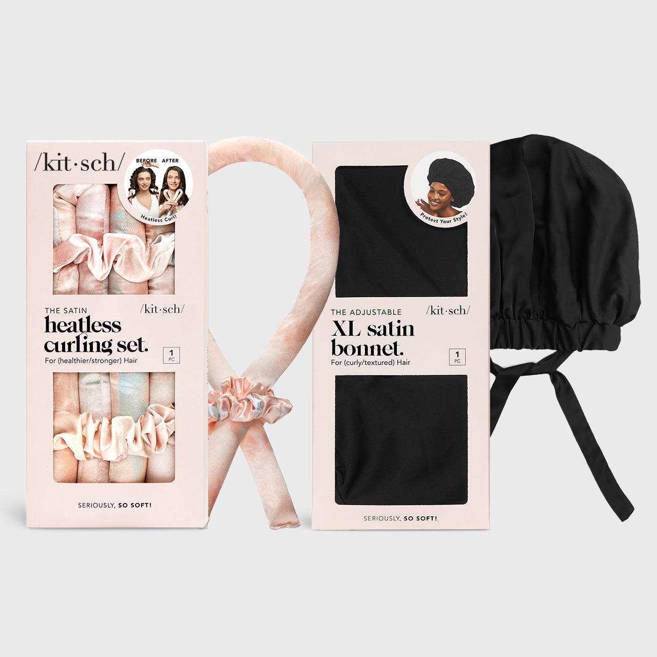 Traitement de nuit - bigoudis sans chaleur et bonnet en satin