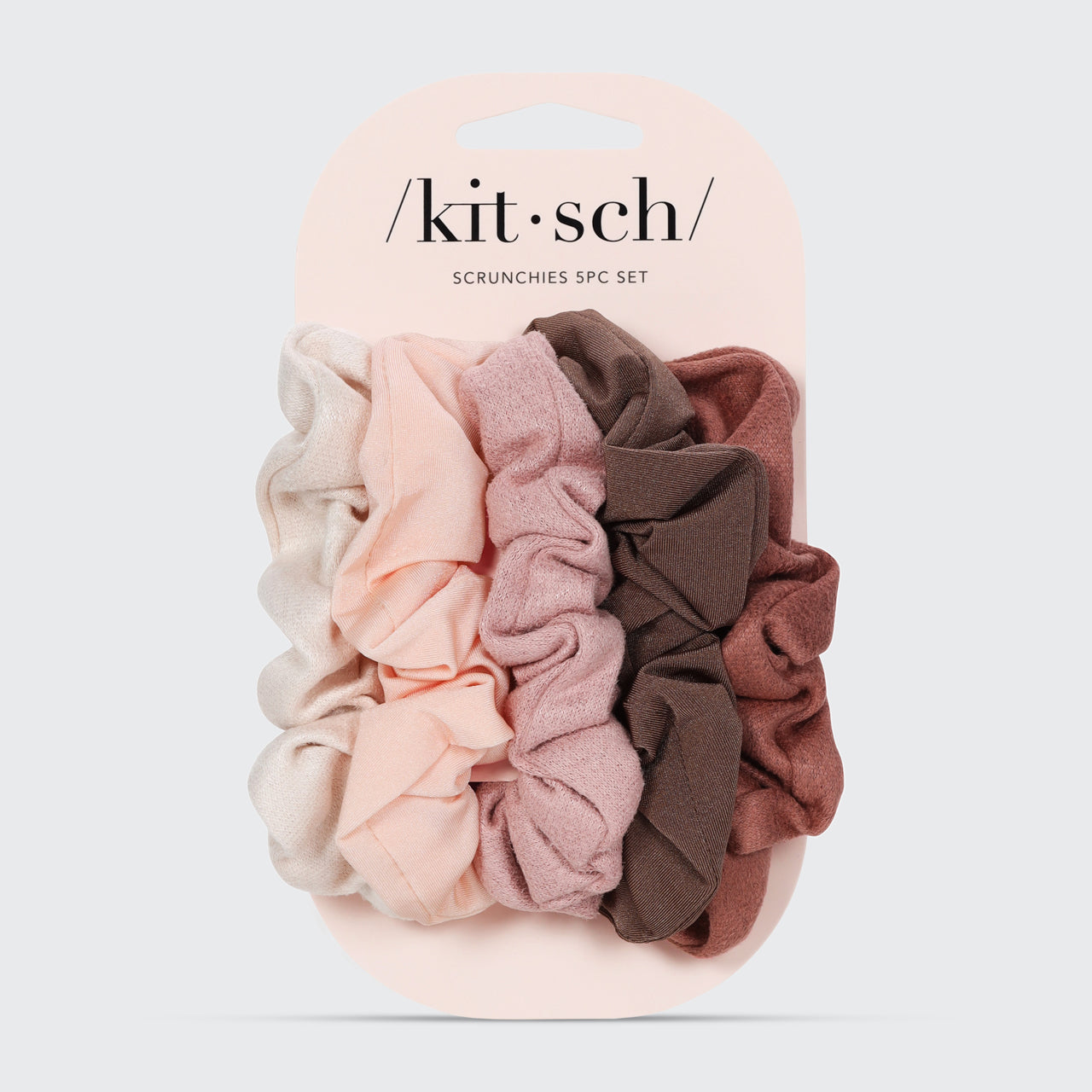5er-Set Scrunchies mit verschiedenen Strukturen – Terrakotta