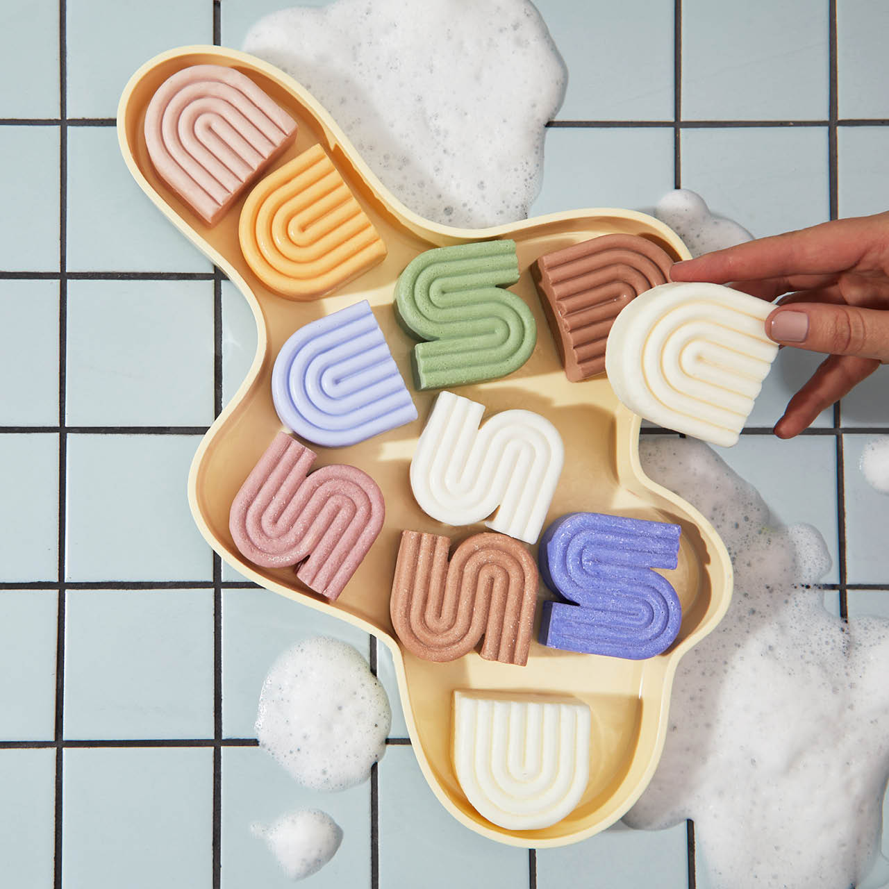 KITSCH solid shampoo bars collection including Rice Water Protein bar