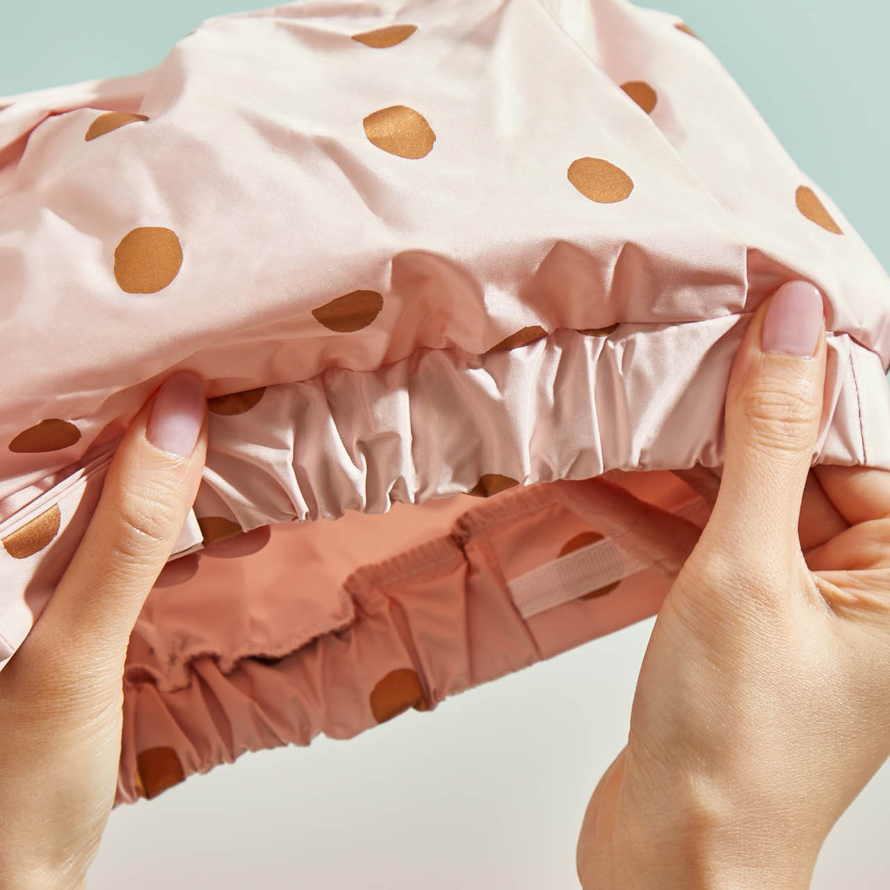 Gorro de ducha - Rosa con lunares