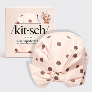Gorro de ducha - Rosa con lunares