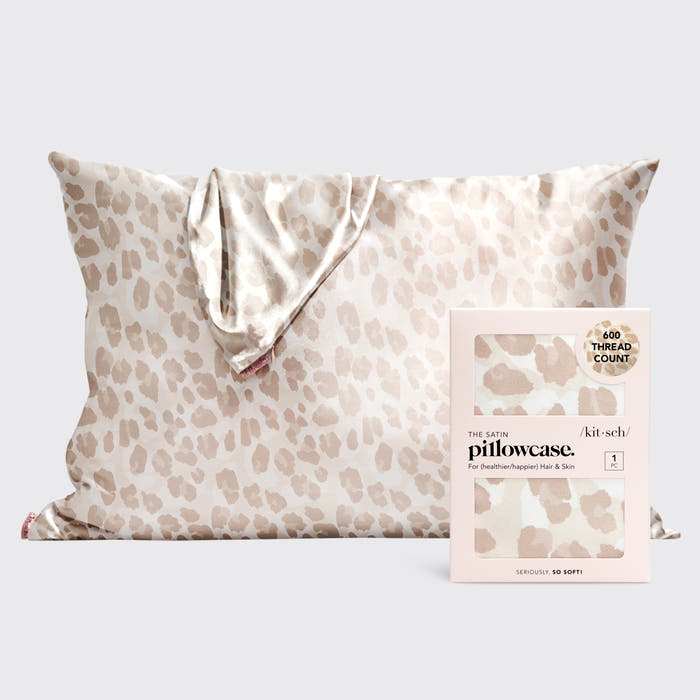 Kitsch Satin Pillowcase in Leopard print displayed on a soft neutral background