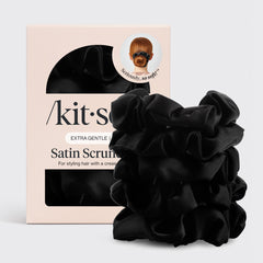 Scrunchies per dormire in raso - Nero