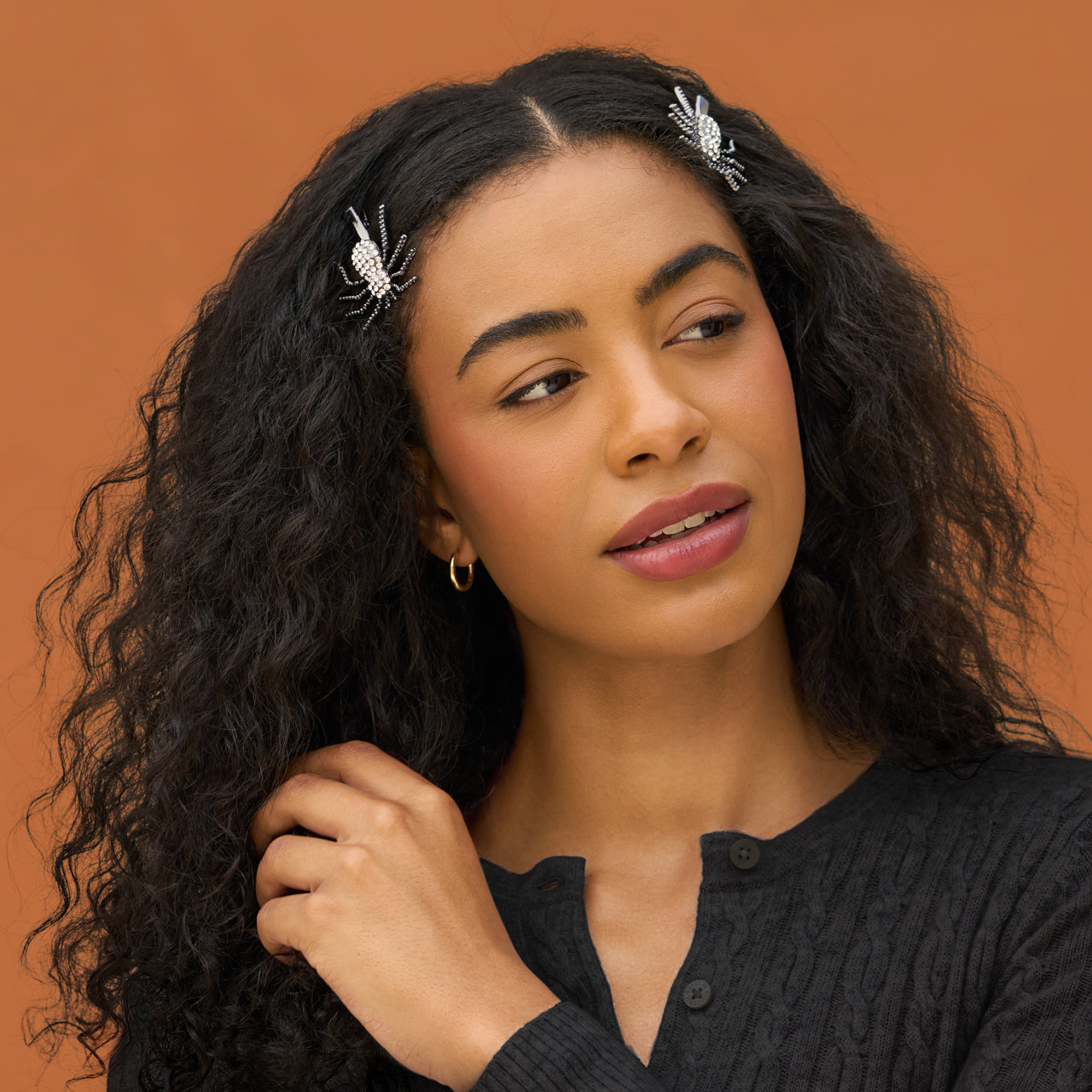 Barrettes à cheveux en métal avec strass Araignée
