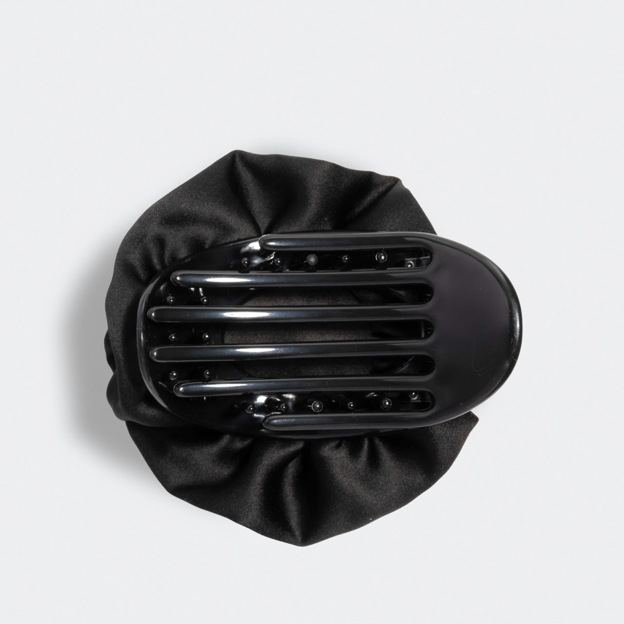 Satin Rosette Flat Cloud Clip in Black - Medium