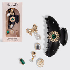 KitschPop™️ Cloud Clip curva & Charms in nero vintage