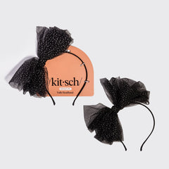 Serre-tête en tulle noir pailleté