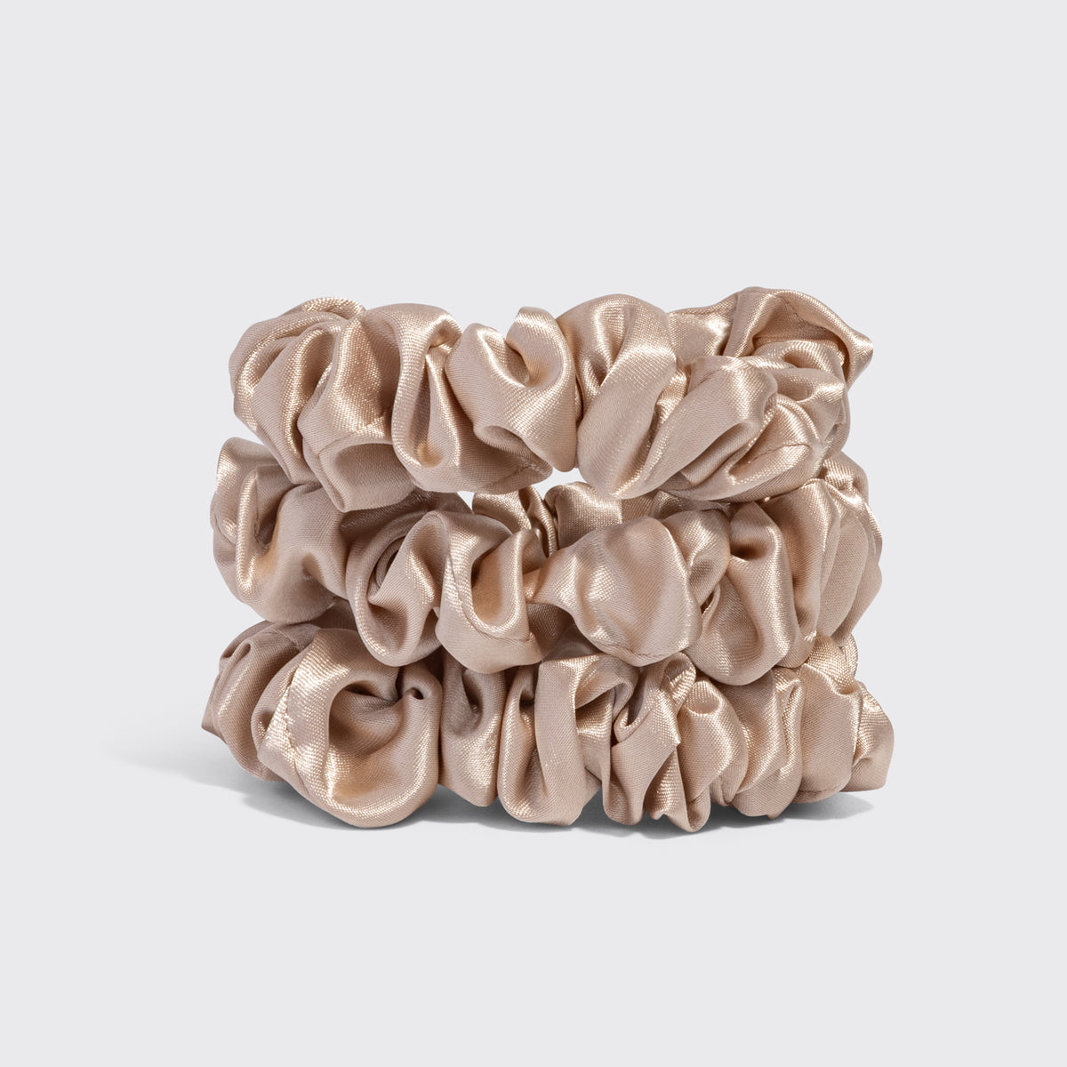 KITSCH Sleigh All Day 5pc Gift Set — Ruched Satin Scrunchies detail shot — satin scrunchies help reduce breakage and creasing — secures styles with a gentle hold