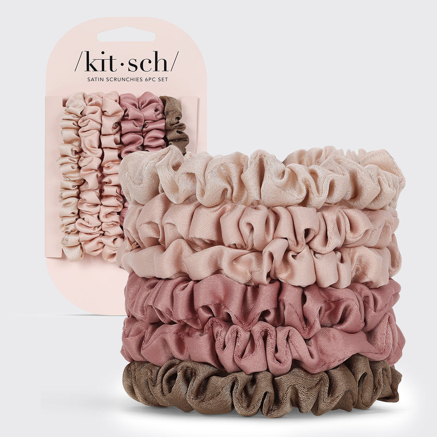 Ultra Petite Satin Scrunchies 6 stk - Terracotta