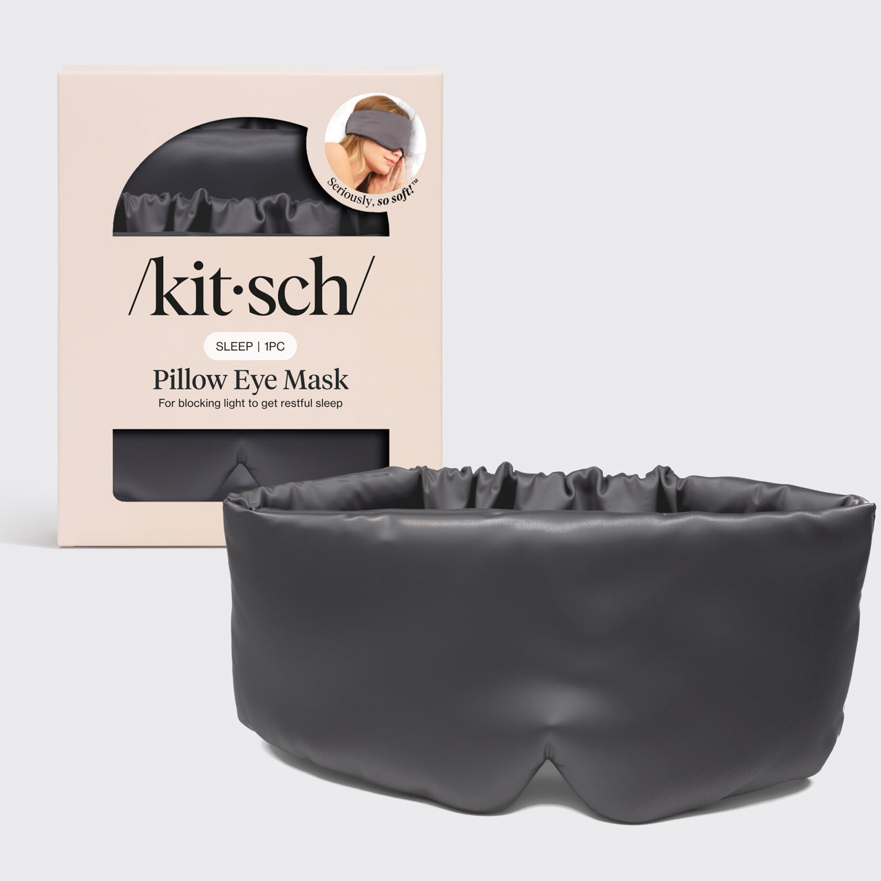 Masque pour les yeux en satin gris anthracite