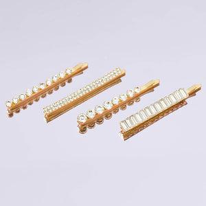 Metall Strass sortiert Bobby Pins 4pcs - Gold