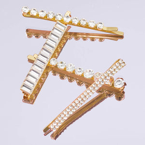 Metall Strass sortiert Bobby Pins 4pcs - Gold