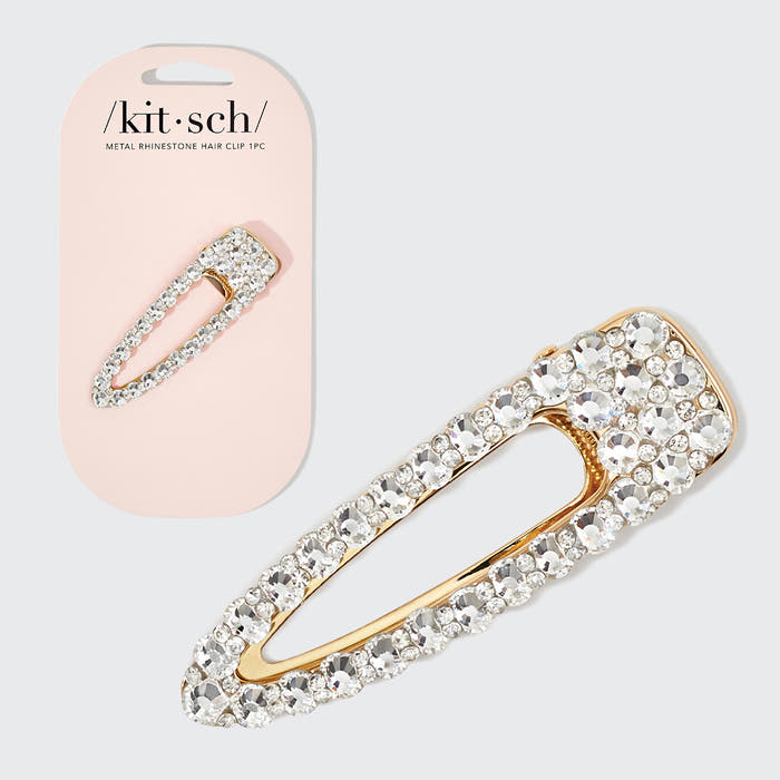 Pinza para el pelo de metal con diamantes de imitación 1ud - Oro