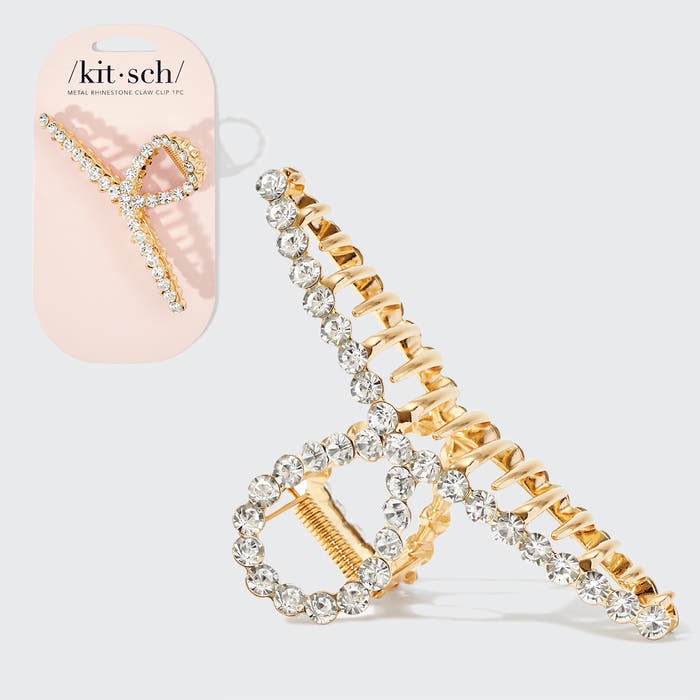 Metal Rhinestone Loop Claw Clip 1pc - Guld