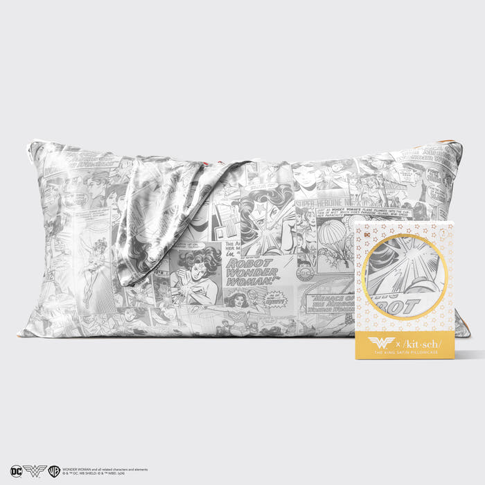Kitsch x Wonder Woman Comic Print King Satin Pillowcase — hero