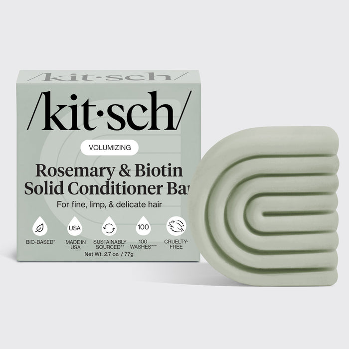 Kitsch Rosemary & Biotin Volumizing Conditioner Bar — hero product shot of plastic-free solid conditioner for fine, limp hair