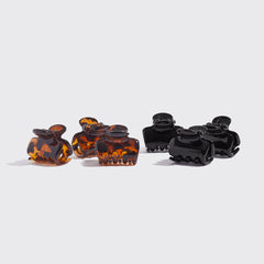 Genbrugsplast Mini Puffy Claw Clips 6pc Set - Sort og Tort