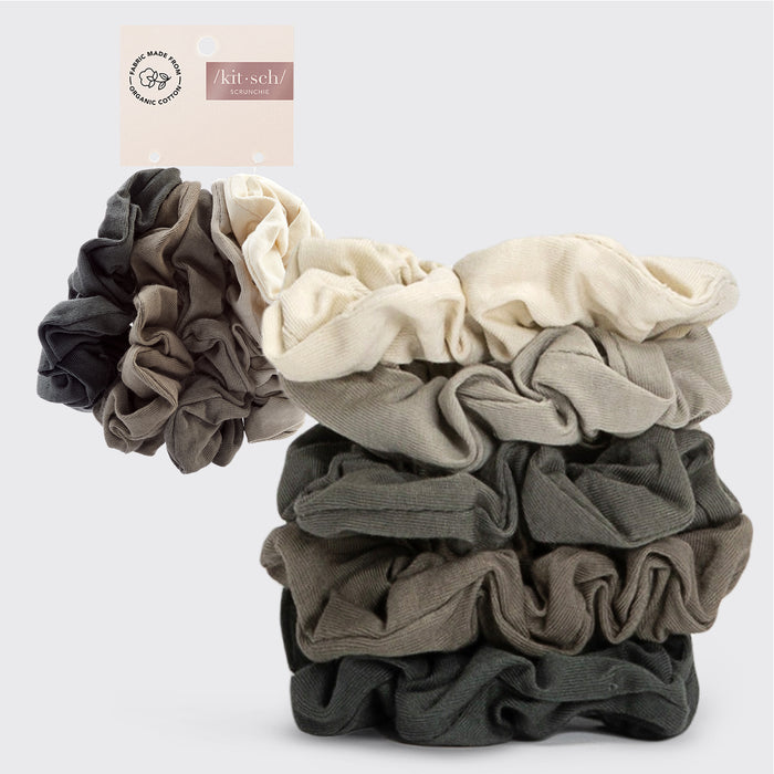 Set di 5 pezzi di Scrunchies in maglia - Grigio e Crema