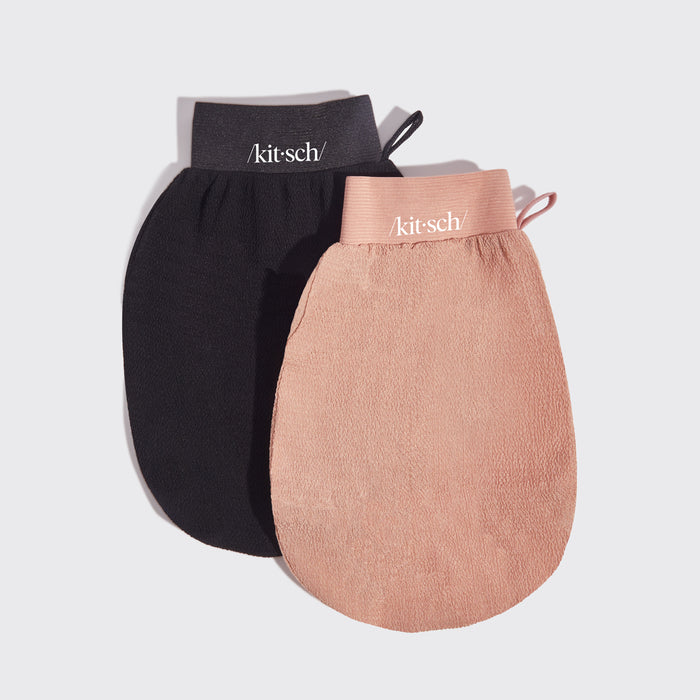 Black & Terracota Exfoliating Gloves 2pc Set