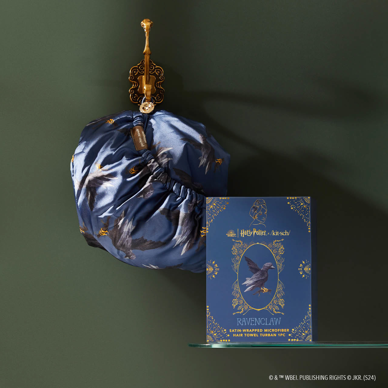 Harry Potter x Kitsch Satin-indpakket hårhåndklæde - Ravenclaw