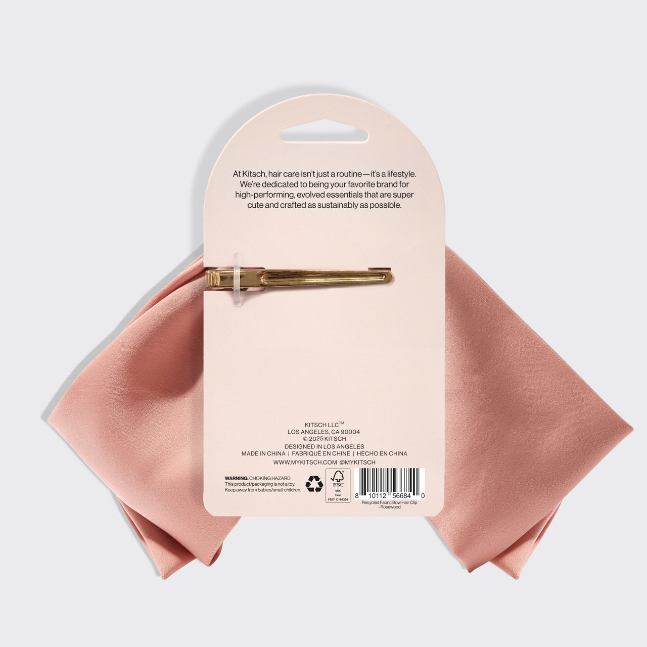 Recycelte Stoffschleife Haarspange - Rosenholz