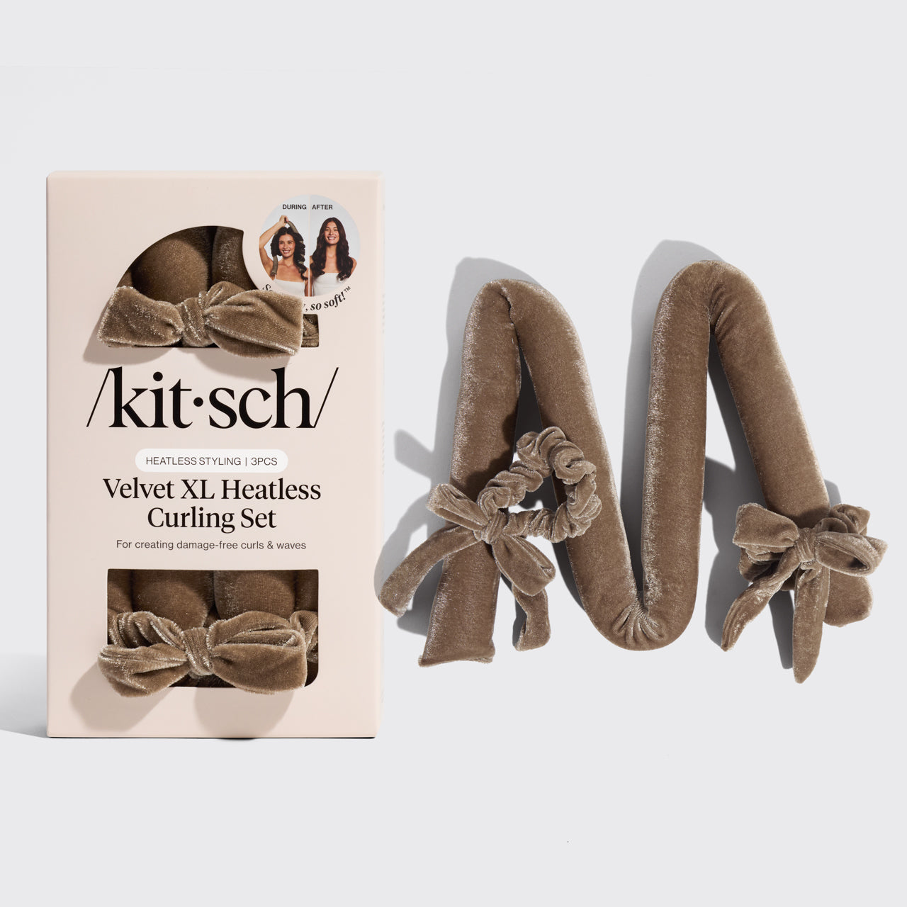 Set de bigoudis XL sans chaleur en velours couleur eucalyptus